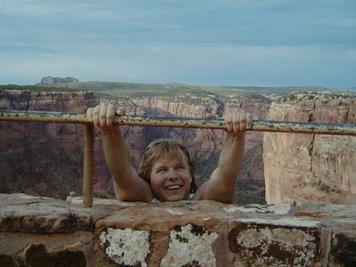 John holding on for dear life.